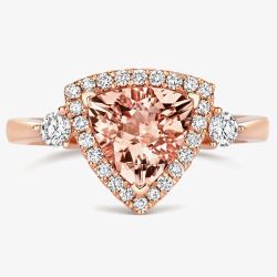 Tivon 18ct Rose Gold Trillion-Cut Morganite and Diamond Cluster Ring RR-1712-MG M1/2