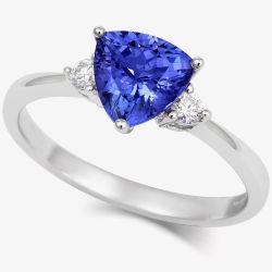 Tivon Threes a Charm 18ct White Gold Tanzanite & Diamond Three Stone Ring CRW1STR7TZ M 1/2