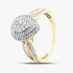 9ct Yellow Gold 0.50ct Brilliant Cut Diamond Shoulder Set Cluster Ring THR38311-50NJ(YG)