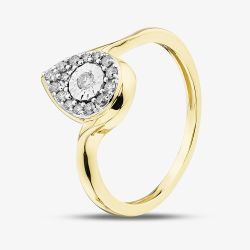 9ct Yellow Gold 0.15ct Brilliant Cut Diamond Pear Shape Cluster Ring THR40292-15CH