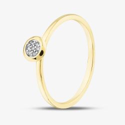 9ct Yellow Gold 0.03ct Brilliant Cut Pave Diamond Round Ring THR45061-03 (YG)