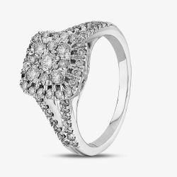 9ct White Gold 1.00ct Diamond Shouldered Square Cluster Ring TH011225112144