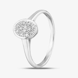 9Ct White Gold Oval Shaped Diamond Cluster Ring PR09837