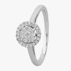 9ct White Gold 0.25ct Diamond Halo Cluster Ring TH011293R