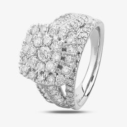 9ct White Gold 2.00ct Diamond Shouldered Cushion Cluster Ring TH011225112146
