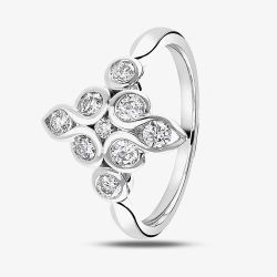18ct White Gold 0.63ct Rubover-Set Diamond Fancy Ring LG208/RA N