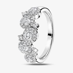 18ct White Gold 0.71ct Diamond Halo Cluster Band Ring LG195/RA N