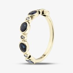 9ct Yellow Gold Sapphire & Diamond Half Eternity Ring 52G70-10