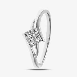 18ct White Gold 0.25ct Princess Cut Four Stone Diamond Ring PR09166 18KW