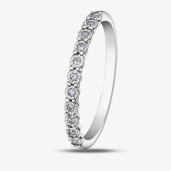 9ct White Gold 0.05ct Diamond Half Eternity Ring 50L67WG/05-10 9W