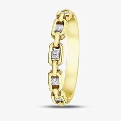9ct Yellow Gold Princess Cut Diamond Open Link Half Eternity Ring 50L99/20