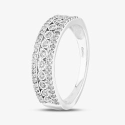 9ct White Gold 0.50ct Diamond Three Row Ring TH011725112155