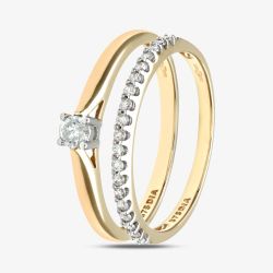 9ct Yellow Gold 0.25ct Diamond Bridal Ring Set PR08559Y