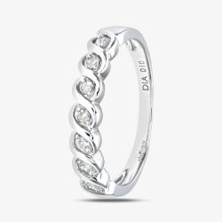 9ct White Gold 0.10ct Diamond Swirl Half Eternity Ring PR07018W