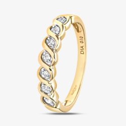 9ct Yellow Gold 0.10ct Diamond Swirl Half Eternity Ring PR07018Y