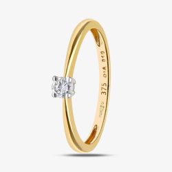 9ct Yellow Gold 0.10ct Solitaire Diamond Ring PR04304Y9DD