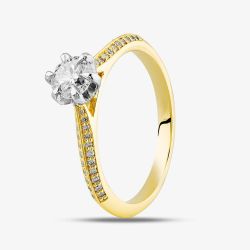  18ct Yellow Gold 0.67ct Brilliant Cut Diamond Shoulder Set Solitaire Ring RI-2412(5.0) M1/2