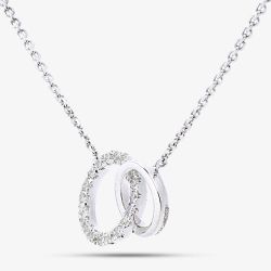 9ct White Gold Diamond Link Circle Pendant Necklace PNE20029W