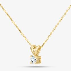 9ct Yellow Gold 0.10ct Solitaire Diamond Pendant Necklace PP02029YDD