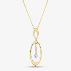 9ct Yellow Gold Diamond Oval Dropper Necklace P4537YW/10C-10