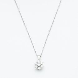 18ct White Gold Approx 0.50Ct Diamond Daisy Cluster Pendant Necklace KDCP50/31719C