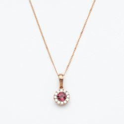 9ct Rose Gold 0.39ct Tourmaline & 0.14ct Diamond Halo Pendant Necklace NTP409PTMD-9RG