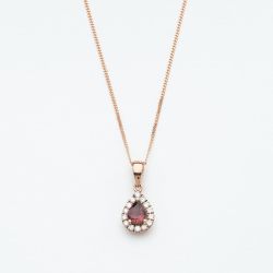 9ct Rose Gold 0.27ct Pear Cut Tourmaline & Diamond Halo Pendant Necklace NTP409PEAR-PTMD-9RG