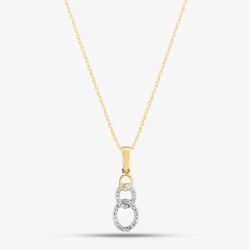 9ct Yellow Gold 0.08ct Brilliant Cut Diamond Open Circle Necklace THP43040-08 (YG)