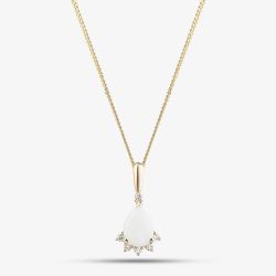 9ct Yellow Gold Opal & Diamond Cluster Necklace P4583-10