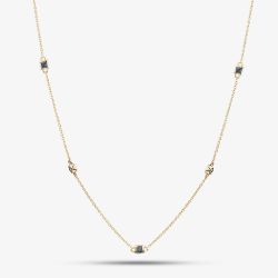 9ct Yellow Gold Sapphire & Diamond Necklace RJN04756-BS