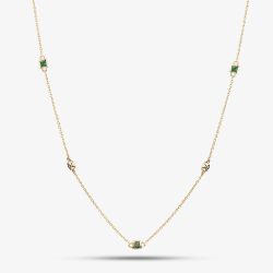 9ct Yellow Gold Emerald & Diamond Necklace RJN04756-E