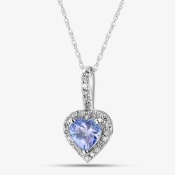 9ct White Gold Tanzanite & Diamond Heart Pendant Necklace RJP04753-TA