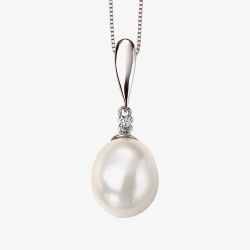 9ct White Gold Diamond Freshwater Pearl Drop Loose Pendant GP2018W