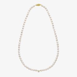 9ct Yellow Gold Flower Diamond Freshwater Pearl Beaded Necklace GN410W