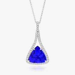 Tivon 18ct White Gold 6.41ct Triangle Tanzanite & Diamond Royale Pendant PW-0948-TZ