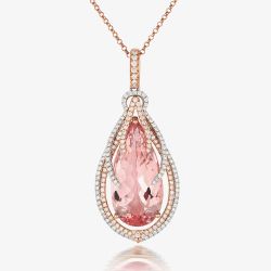 Tivon 18ct Rose Gold 1.85ct Pear Morganite & Diamond Cocktails & Champers Pendant PTTR-0716-MG