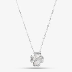 9ct White Gold 0.08ct Diamond Clover Pendant THN46884-08SF
