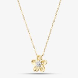 9ct Yellow Gold 0.08ct Diamond Flower Pendant THN48587-08SF (YG)