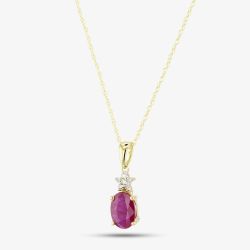 9ct Gold Ruby Diamond Pendant VP0S296 9KY