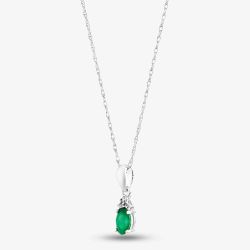 9ct White Gold 0.19ct Emerald & 0.007ct Diamond Pendant QP00178 9KW-EM