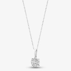 9ct White Gold 0.25ct Diamond Cluster Pendant TH0121571