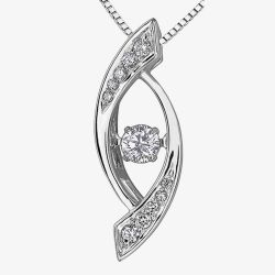 9ct White Gold 0.22ct Diamond Open Marquise Pendant P3161W/22-10