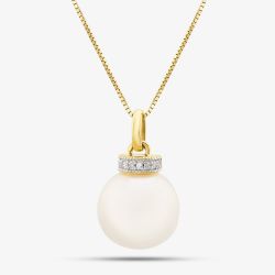 9ct Gold Diamond And Freshwater Pearl Pendant GP2120W GN141