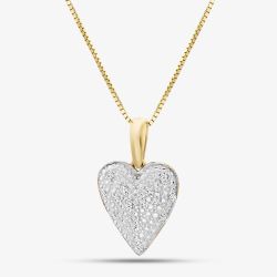 9ct Yellow Gold Diamond Pave Heart Pendant GP2254 GN141