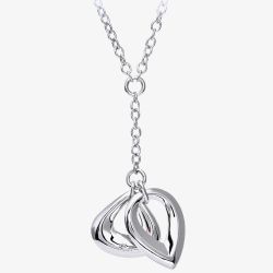 Silver & Diamond Double Teardrop Necklace PNE01762