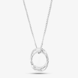 Sterling Silver and Diamond Open Abstract Oval Necklace PNE01792 
