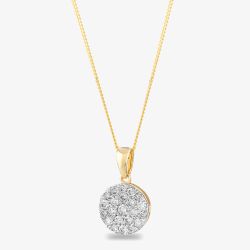 9ct Yellow Gold 0.50ct Diamond Circle Pendant Necklace TH0121971