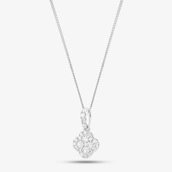 9ct White Gold 0.50ct Diamond Quatrefoil Cluster Necklace PP05328 5.13.0024