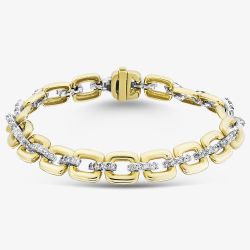 9ct Yellow Gold Diamond Square Link Bracelet BR1068YW/250-10