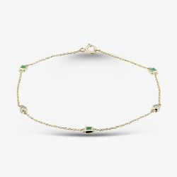 9ct Yellow Gold Emerald & Diamond Chain Bracelet RJB04749-E